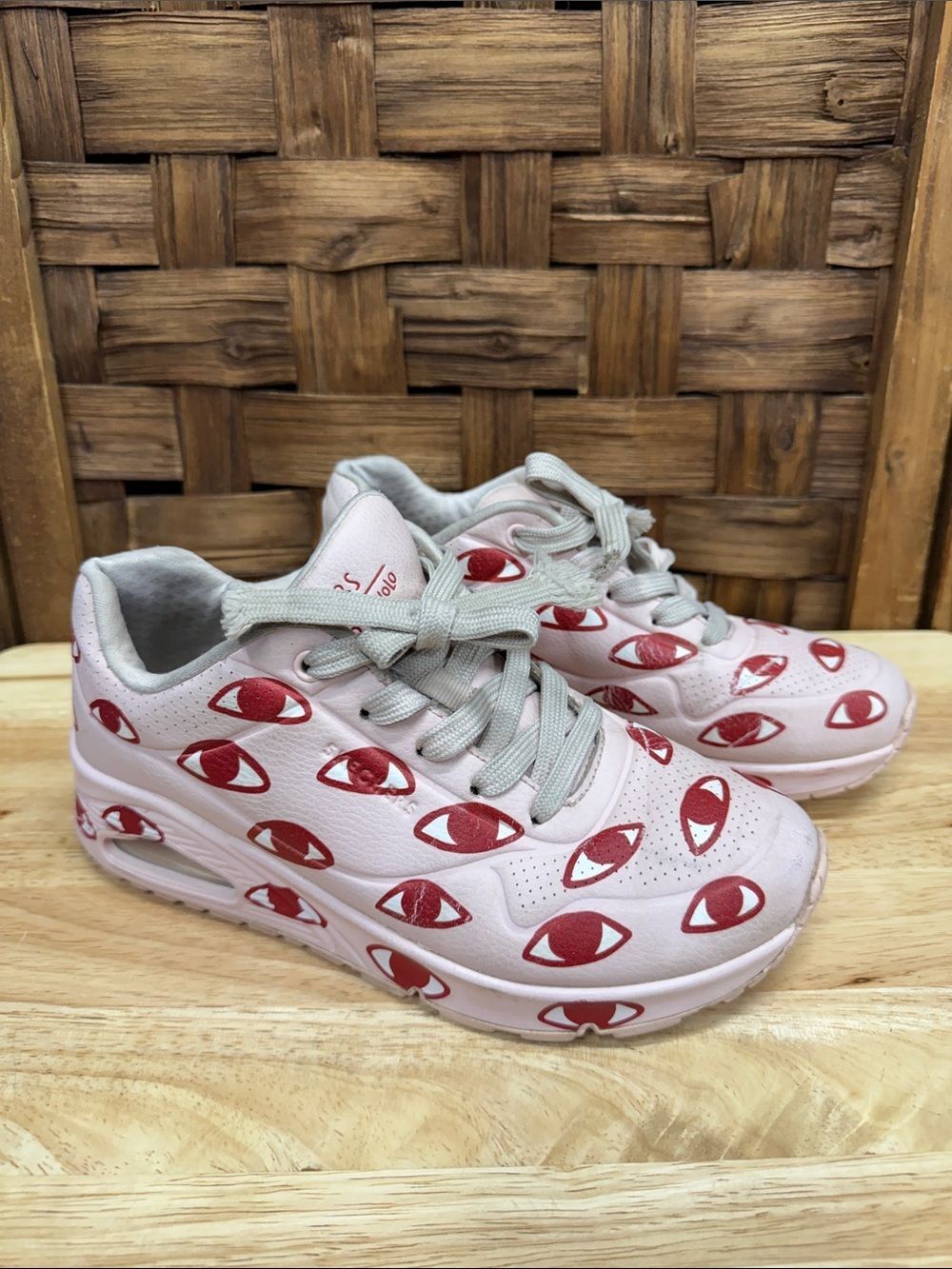 Skechers Pink Sneakers with Red Eye Graphic